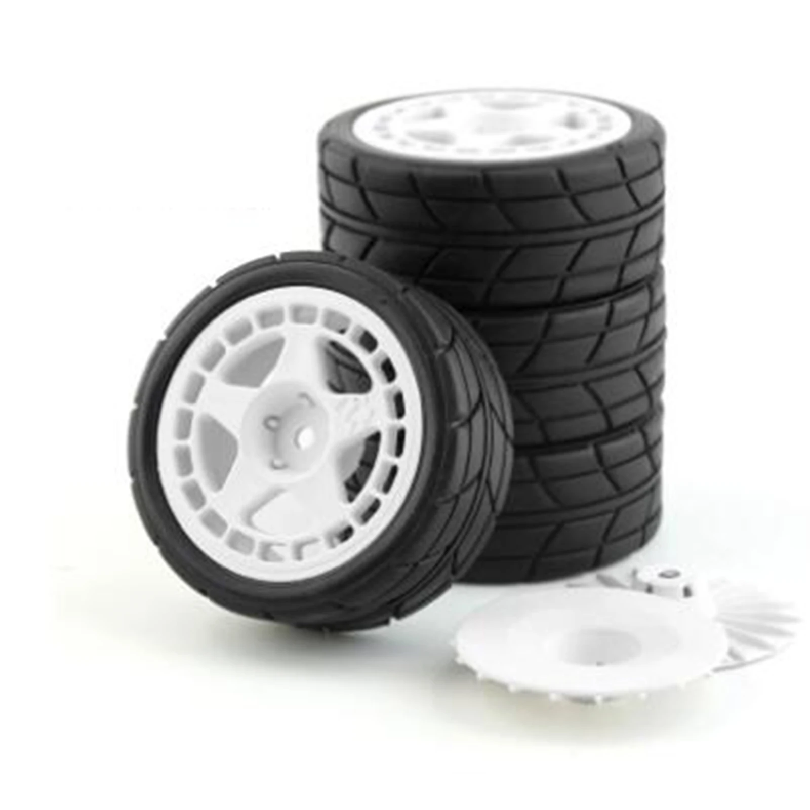 4 Pezzi Pneumatici In Gomma Cerchione Per 1/10 Rc Rally Car Hpi Tamiya Wrc Claw 43 Ken Block Fiesta Quindico52 Xv01 Tt02 Accessori Parti