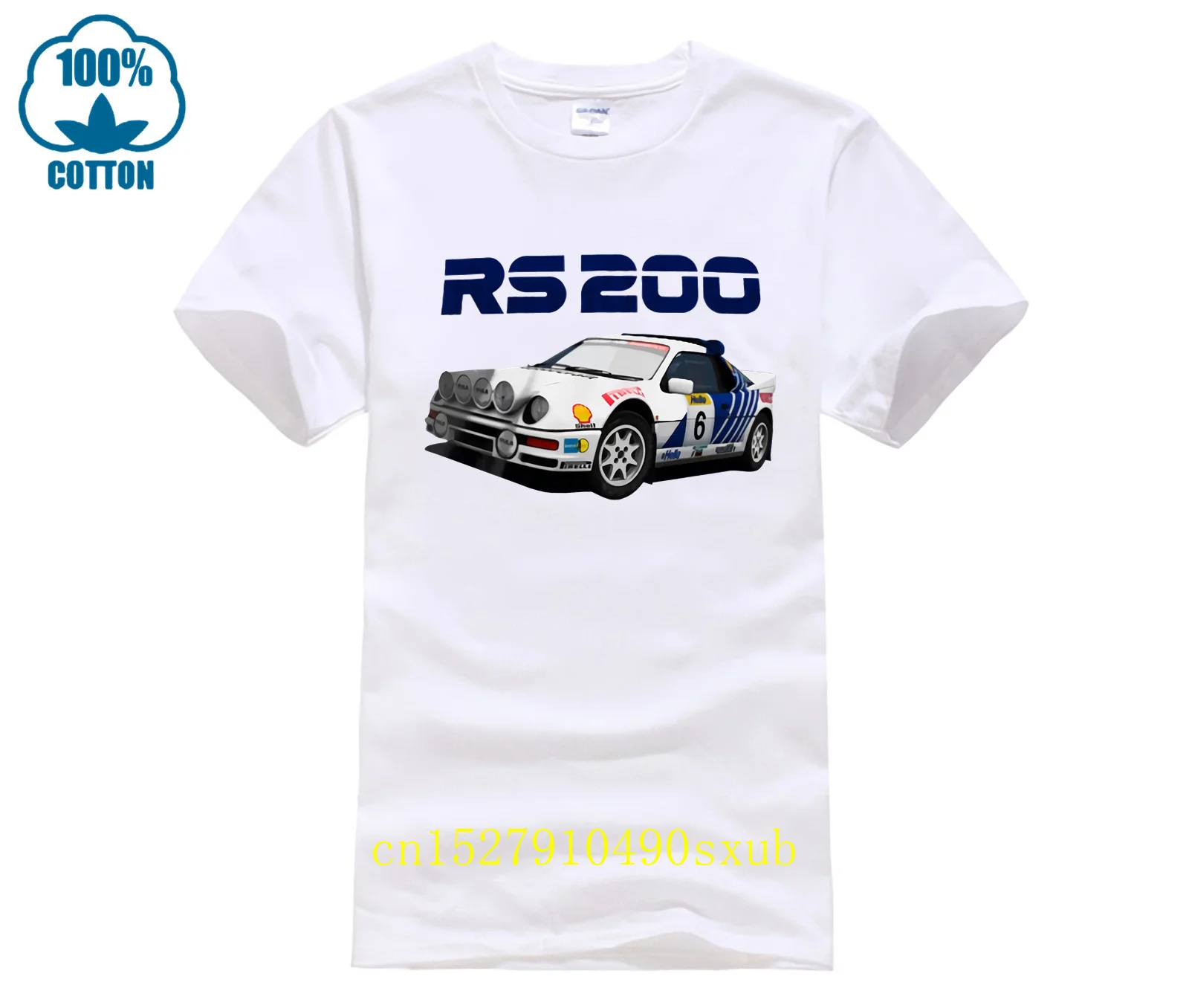 T-Shirt Classica Ford Rs200 Group B Rally In Morbido Cotone Wrc