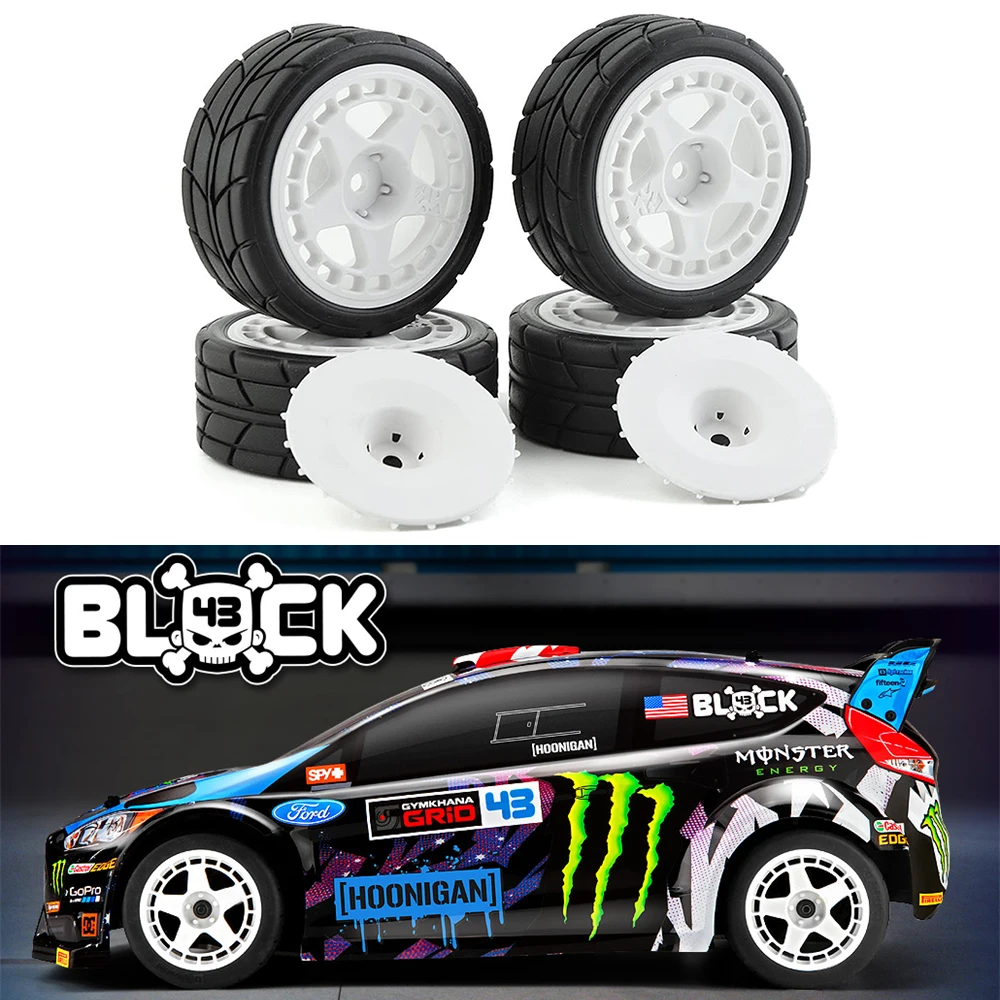 4 Pezzi 65Mm Pneumatici In Gomma Cerchione In Plastica Per 1/10 Rc Rally Car Hpi Tamiya Kyosho Wrc Claw 43 Ken Block Fiesta Xv01 Tt02