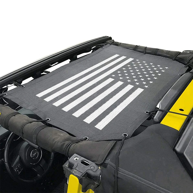 Copertura Superiore Parasole In Rete Parasole Anteriore Eclipse Con Bandiera Usa Adatta Per Jeep Wrangler 2 Porte/4 Porte Jl 2018 Fino Ad Ora Soft Top