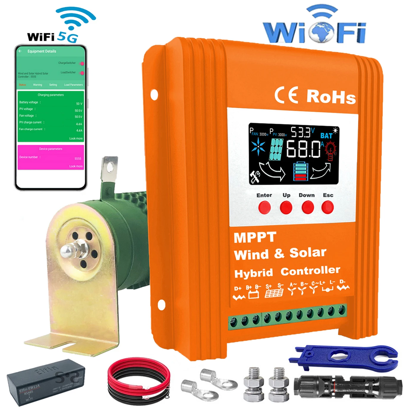 12V 24V 48V 5000W 6Kw Regolatore Di Carica Solare Eolico Ibrido Mppt Generatore Eolico Sistema Solare Lifepo4 Batteria Al Piombo Al Litio