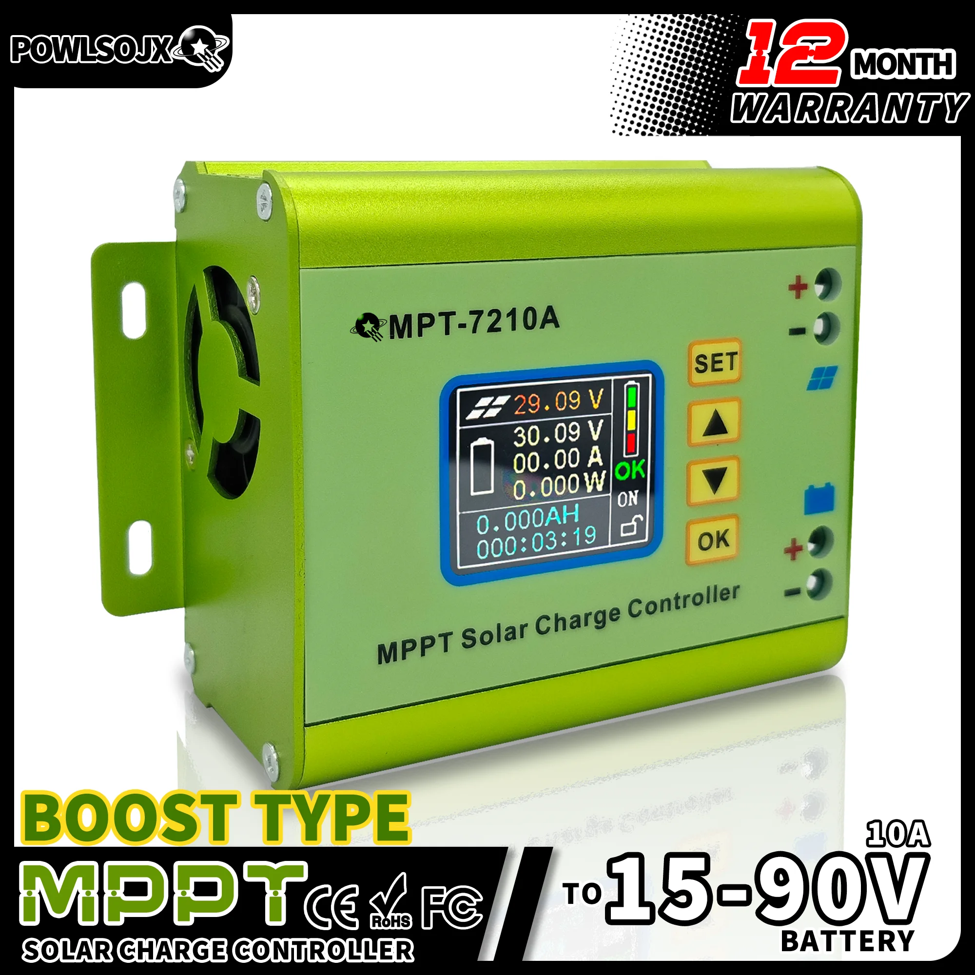 Powlsojx Mpt-7210A 24V/36V/48V/60V/72V Mppt Pannello Caricabatteria Solare Regolatore Di Carica Digitale 10A Modulo Di Tensione Boost 600W