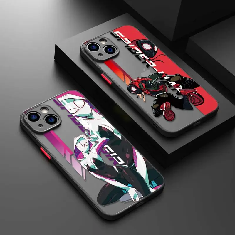 Spider Man Miles Wen Punk Hobie Clear Tpu Matte Phone Case Per Iphone 15 11 14 13 12 Pro Max Mini X Xr Xs 8 6 7 Plus Cover