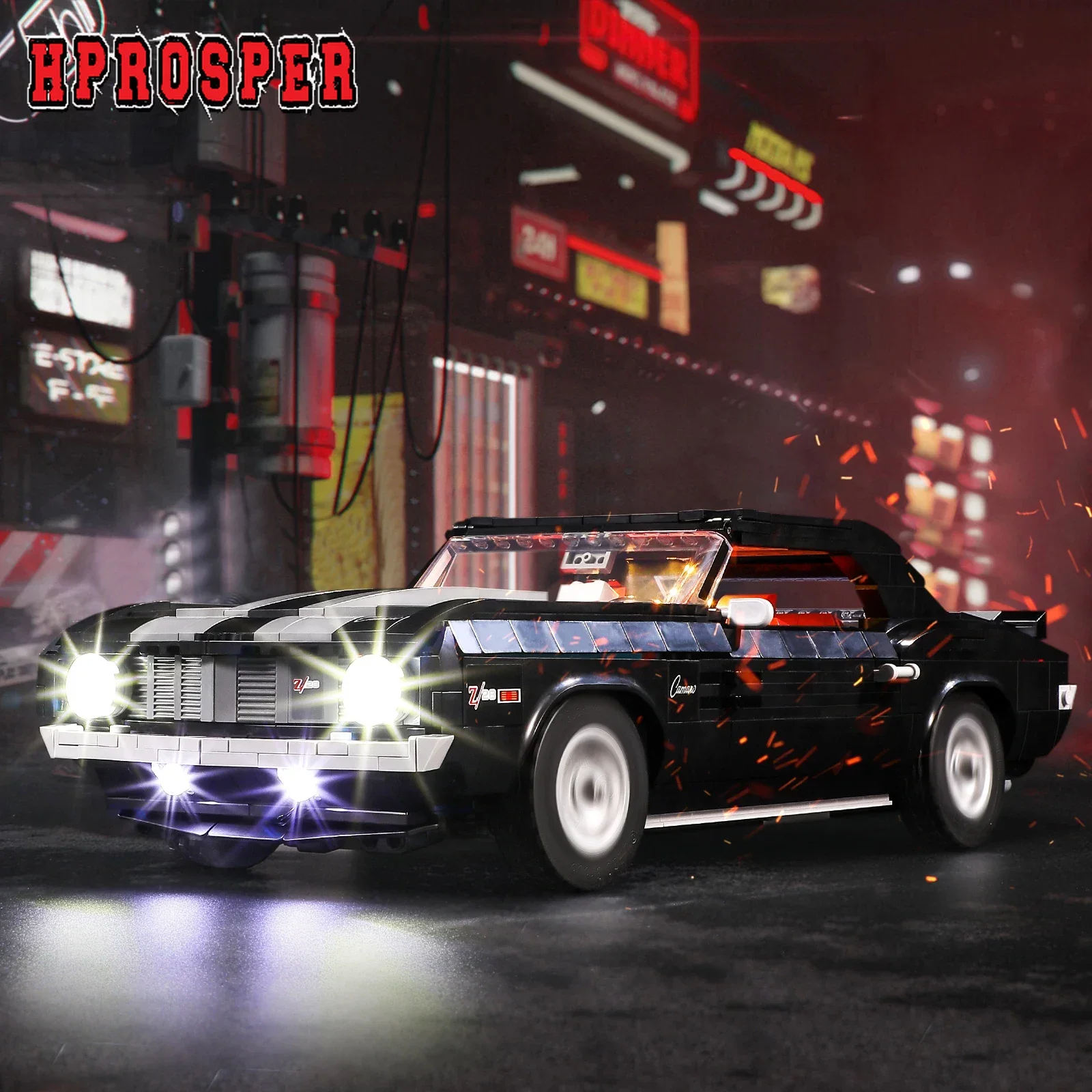Hprosper 5V Led Light Per 10304 Icone Chevrolet Camaro Z28 Lampada Decorativa Con Scatola Batteria (Non Includere Blocchi Lego)
