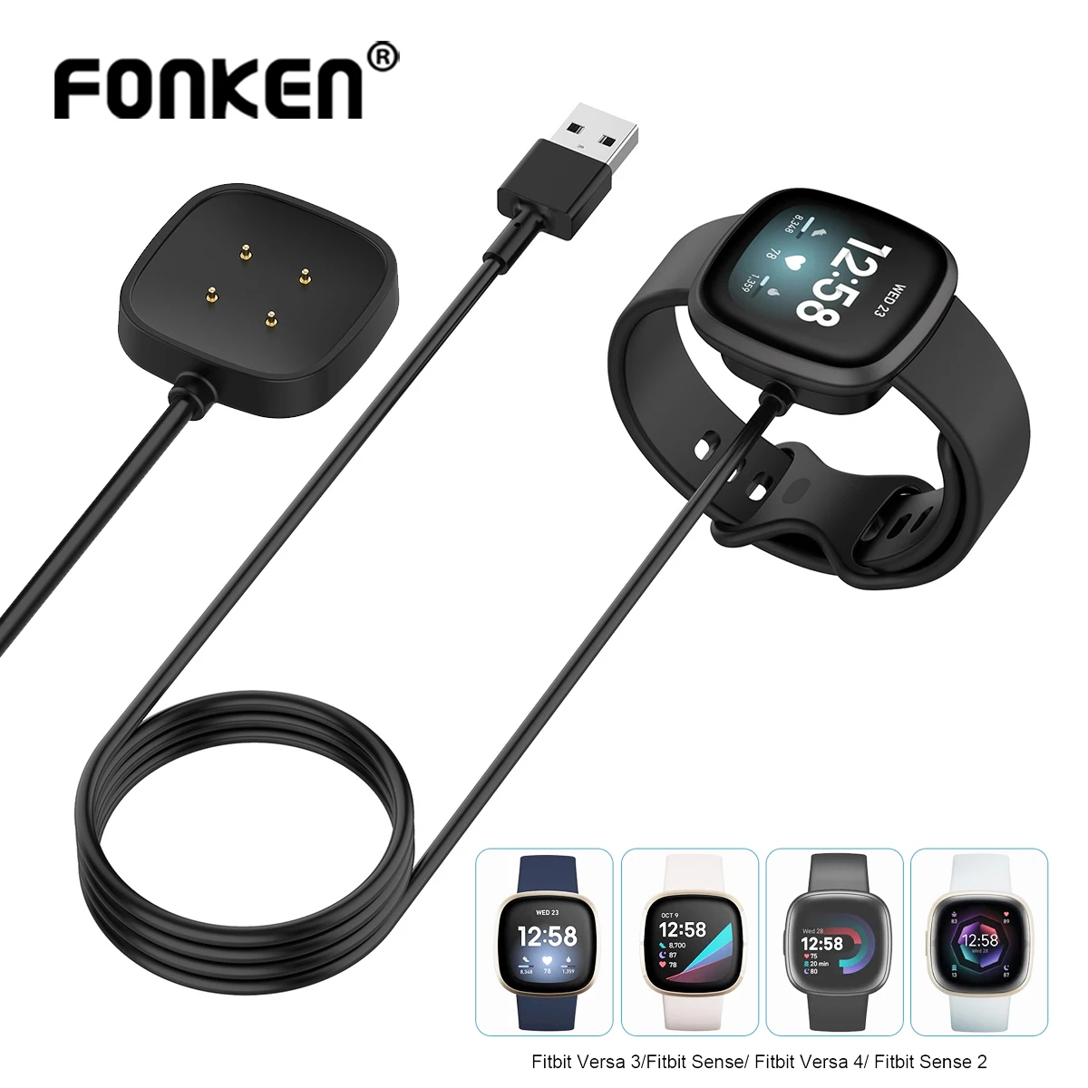 Fonken Usb Fast Charger Cable Dock Di Ricarica Supporto Culla Per Fitbit Versa 4 3 Smart Watch Accessori Per Fitbit Sense 4 2