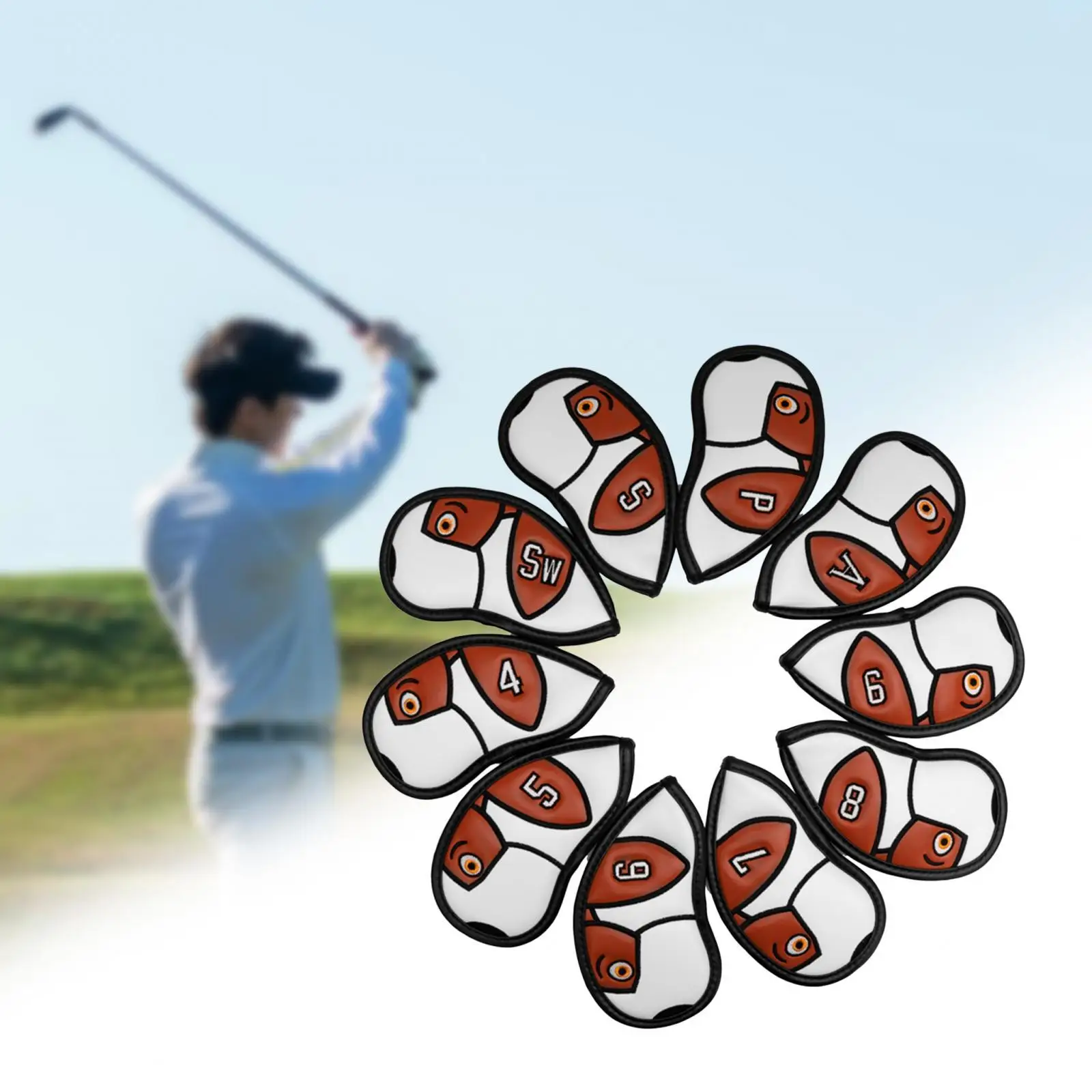 Set Di Coperture In Ferro Da Golf Da 10 Pezzi Copricapi Per Mazze Da Golf Calzini Avvolgenti 4,5,6,7,8,9,A,S,P,Sw Regalo Per Principianti Di Espositor