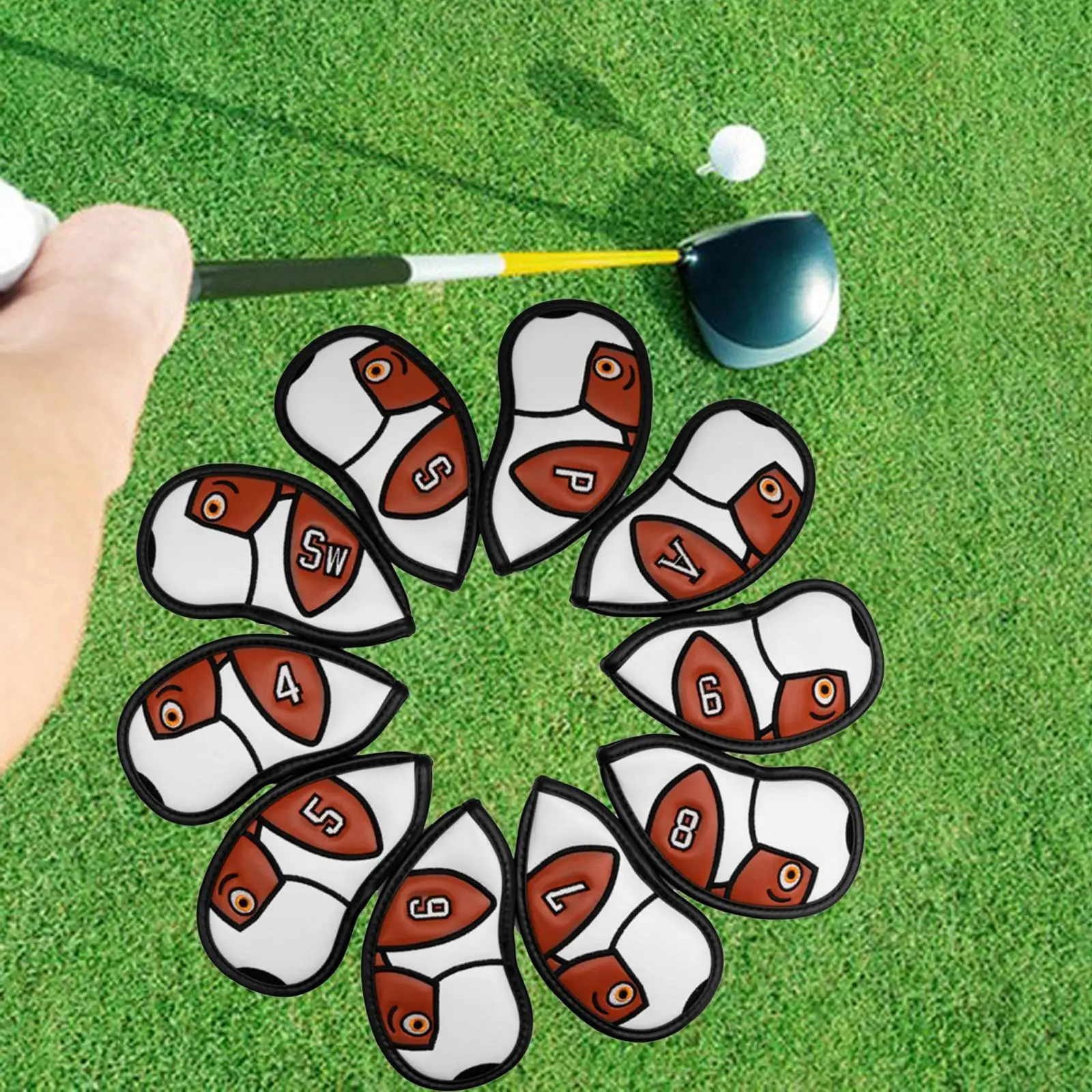 Set Di Coperture In Ferro Da Golf Da 10 Pezzi Copricapi Per Mazze Da Golf Calzini Avvolgenti 4,5,6,7,8,9,A,S,P,Sw Regalo Per Principianti Di Espositor