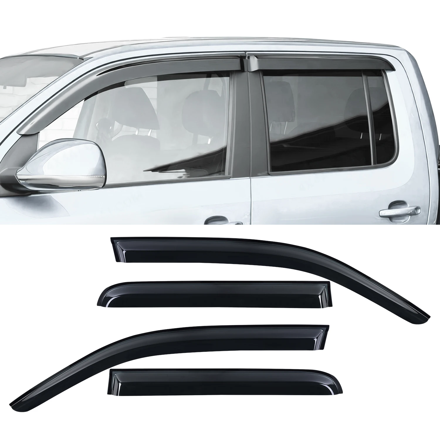 Visiera Finestra Weathershield Wind Rain Deflettori Per Vw Amarok 2020 2021 2022 2023 Volkswagen Amarok V6 4 X4 Car Stying 4 Pezzi Nero