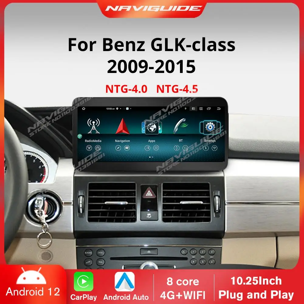 Navigazione Android 12.0 4 + 128G Car Multimedia Stereo Per Mercedes Glk X204 2009-2015 Carplay Wifi 4G Sim Touch Screen Lettore Gps