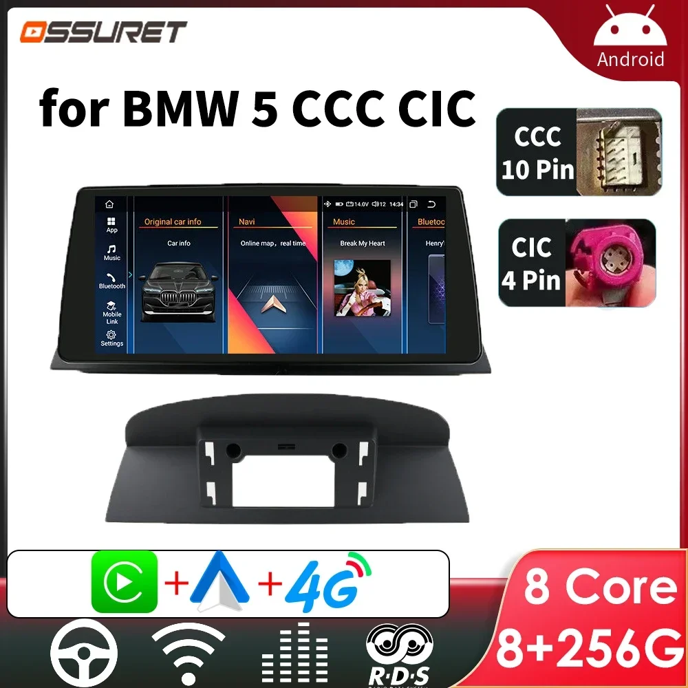 Autoradio Stereo Android Auto Per Bmw 5 E60 E61 E63 E64 Cic Ccc Carplay Car Multimedia Per Bmw F10 F11 520I 525I 528I Schermo Nbt