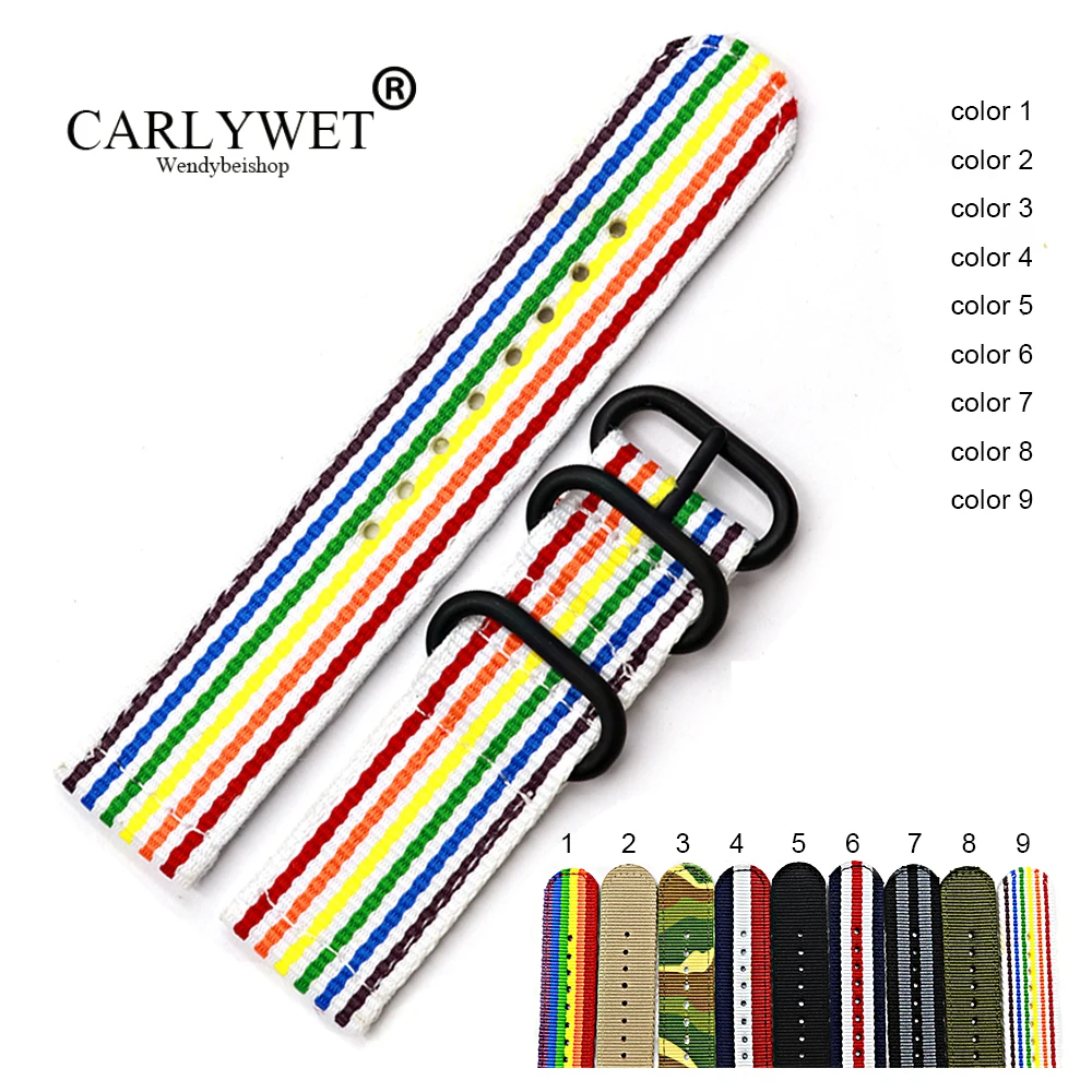 Carlywet 20 22 24Mm Nuovo Stile Perlon Nylon Di Ricambio Vintage Da Polso Watch Band Strap Belt Con Spille Fibbia Per Rolex Omega Iwc