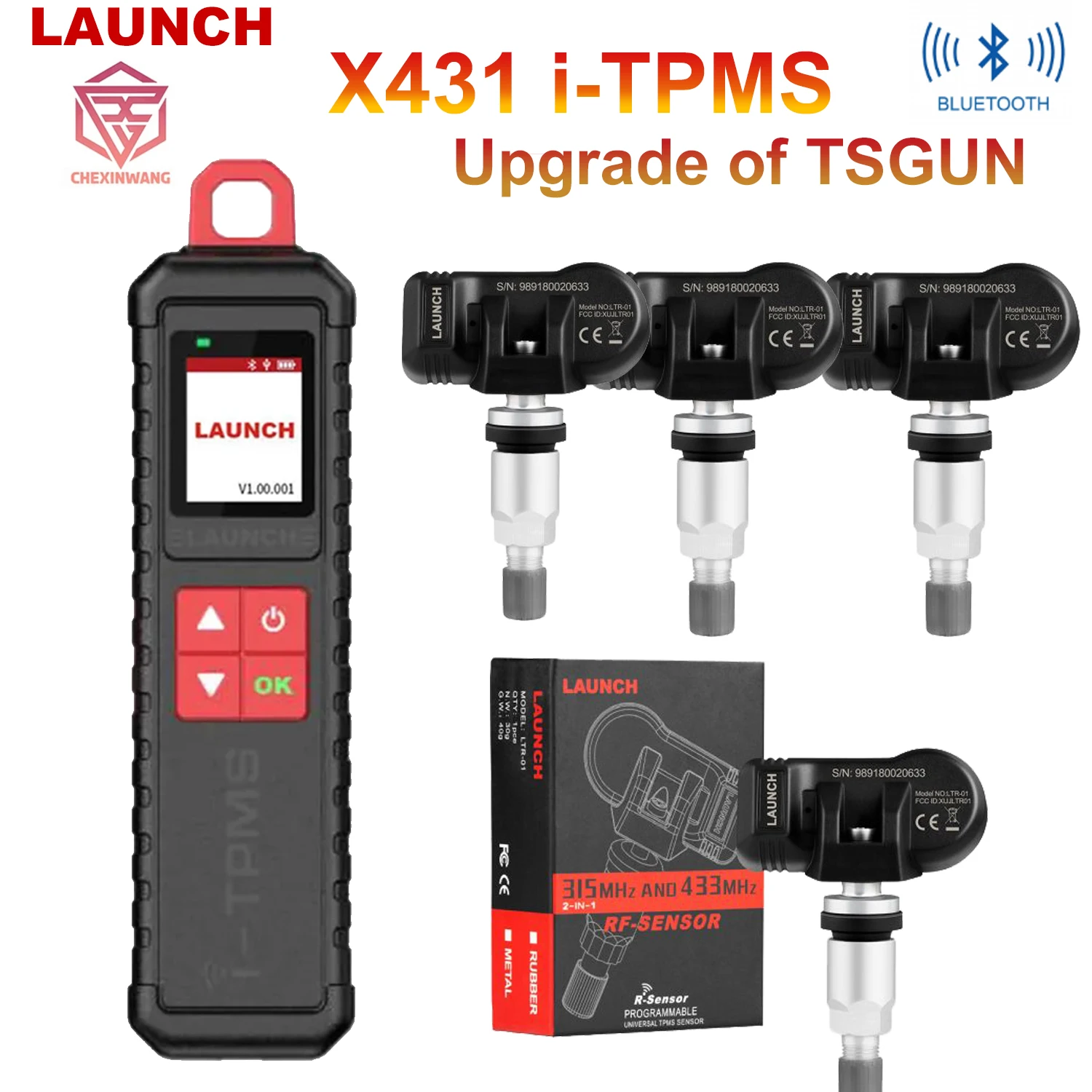 Launch I-Tpms Handheld Tpms Service Tool Upgrade Tsgun Funziona Con X-431 Scanner O L'App I-Tpms Supporta Tutti I Sensori 315/433Mhz