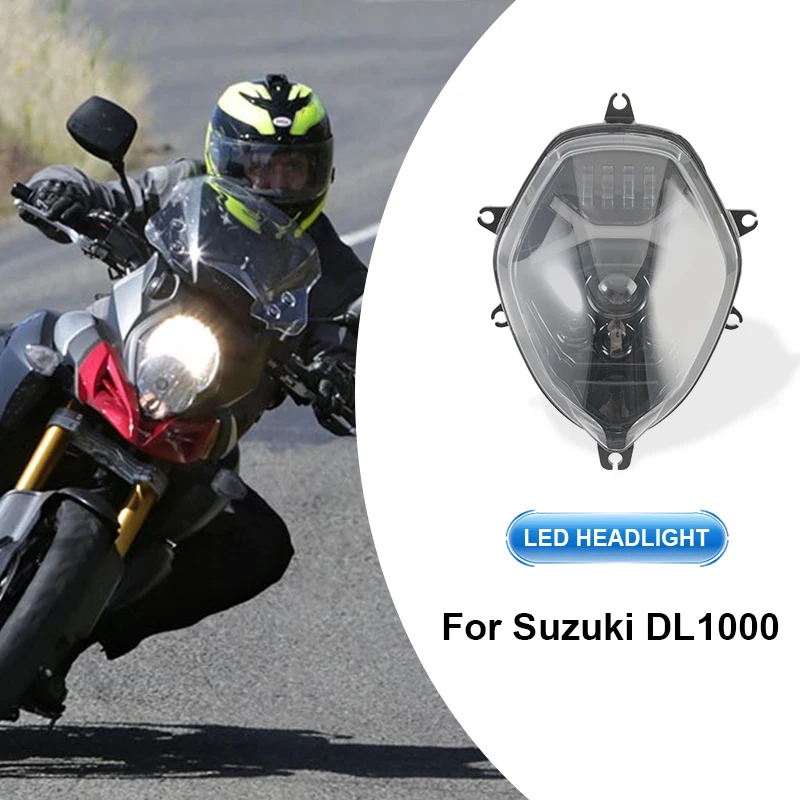 Faro Anteriore A Led Nero Approvato Ce/Emark Con Alone Per Suzuki V-Strom 650 V-Strom 1000 Dl 1000 Dl 650 Dl1000 Dl650
