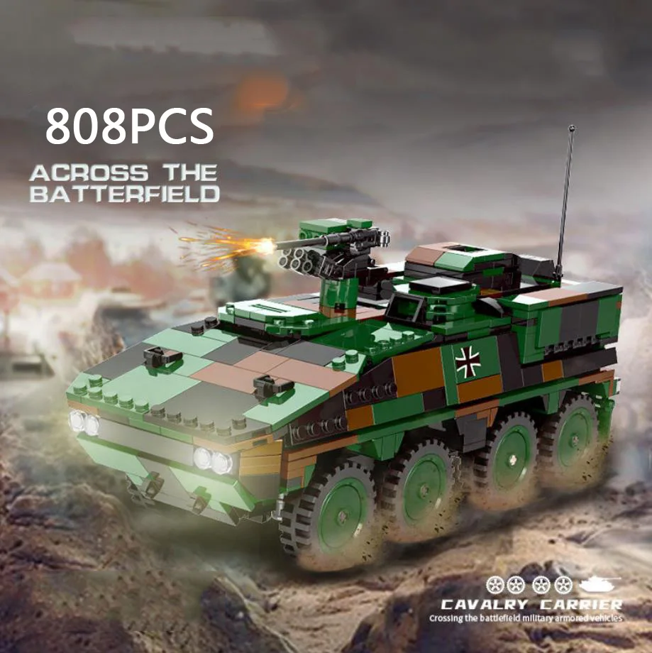 Modern Military 1:30 Scale Boxer Veicolo Blindato Bastisbrick Building Block Ww2 Army Figures Bricks Toys Collection For Gifts