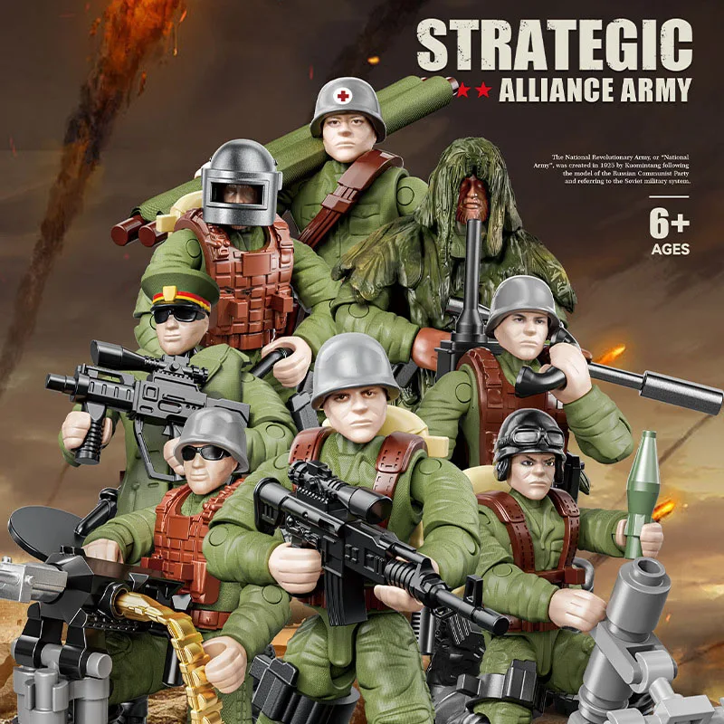 World Wars Action Alliance Figures Building Block Mega Modern Military Ww2 Army Forces Con Armi Giocattoli Per Regali Per Ragazzi