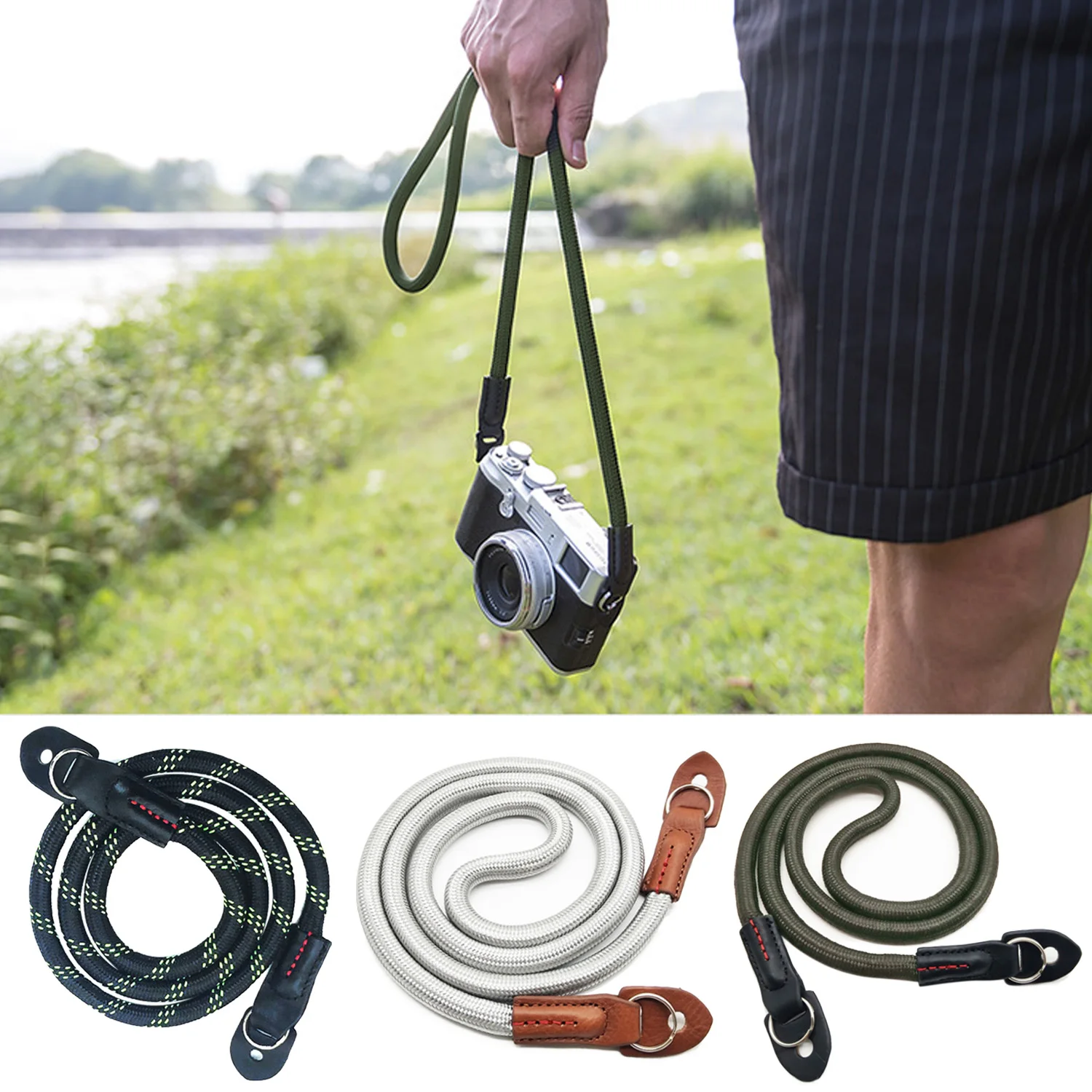 Besegad Fatti A Mano Di Nylon Macchina Fotografica Digitale Della Spalla Neck Strap Belt Grip Intrecciato Per Canon Sony Leica Reflex Digitale Della M