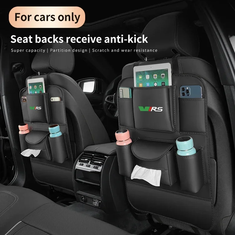 Per Skoda Vrs Rs Octavia Fabia Rapid Superb Karoko Scala Car Seat Organizer Seat Back Storage Bag Anti-Kick Pad Accessori Auto