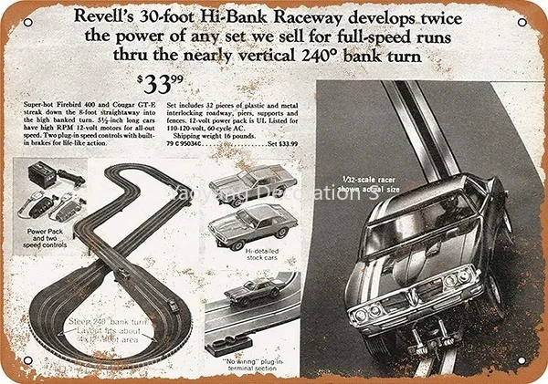 1:32 Slot Car Racing Tin Sign Art Wall Decoration,Vintage Alluminio Retro Metal Sign,