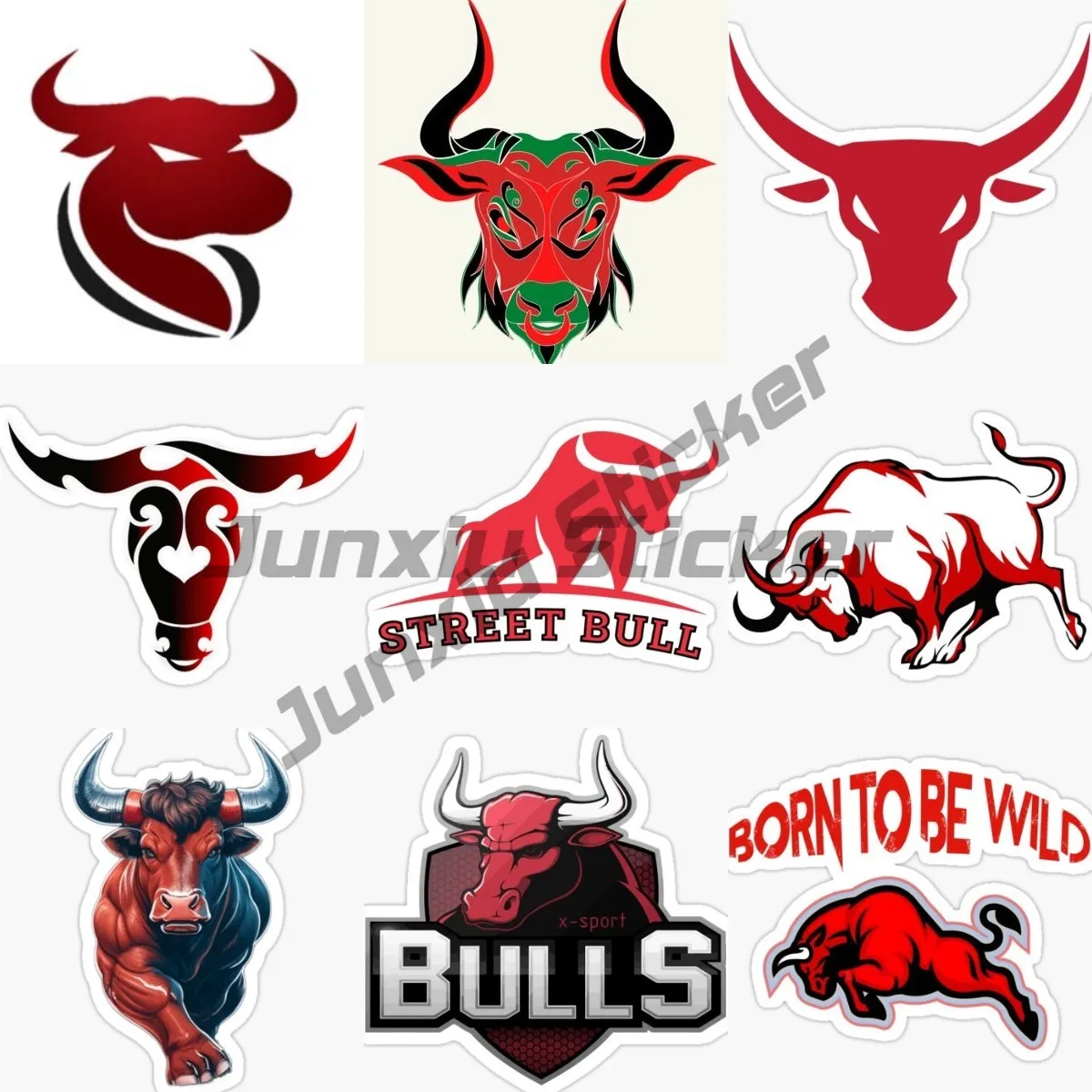 Creative Art Bull Sign Sticker Red Laptop Moto Wall Room Truck Window Glass Helmet Racing Car Bicycle Van Decalcomanie In Pvc