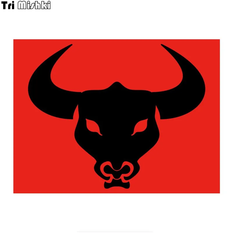 Tri Handle Ki Wcs748 #16*12Cm Bull Head Cow Red Car Sticker Pvc Coloful Decals Accessori Moto Sticker