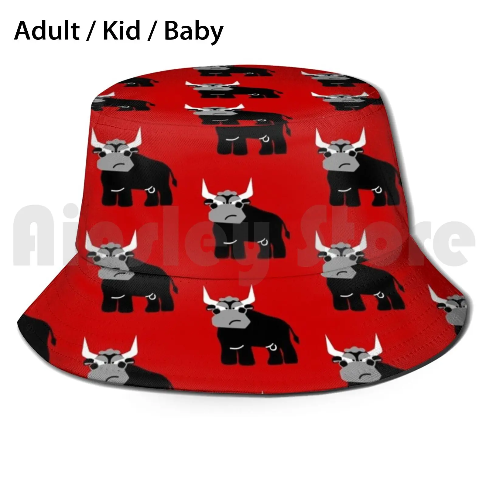 Bull Sun Hat Bull Toro Farm Animal Cow Vector Bambini Rosso Rurale Rustico Campagna Divertimento Spagna