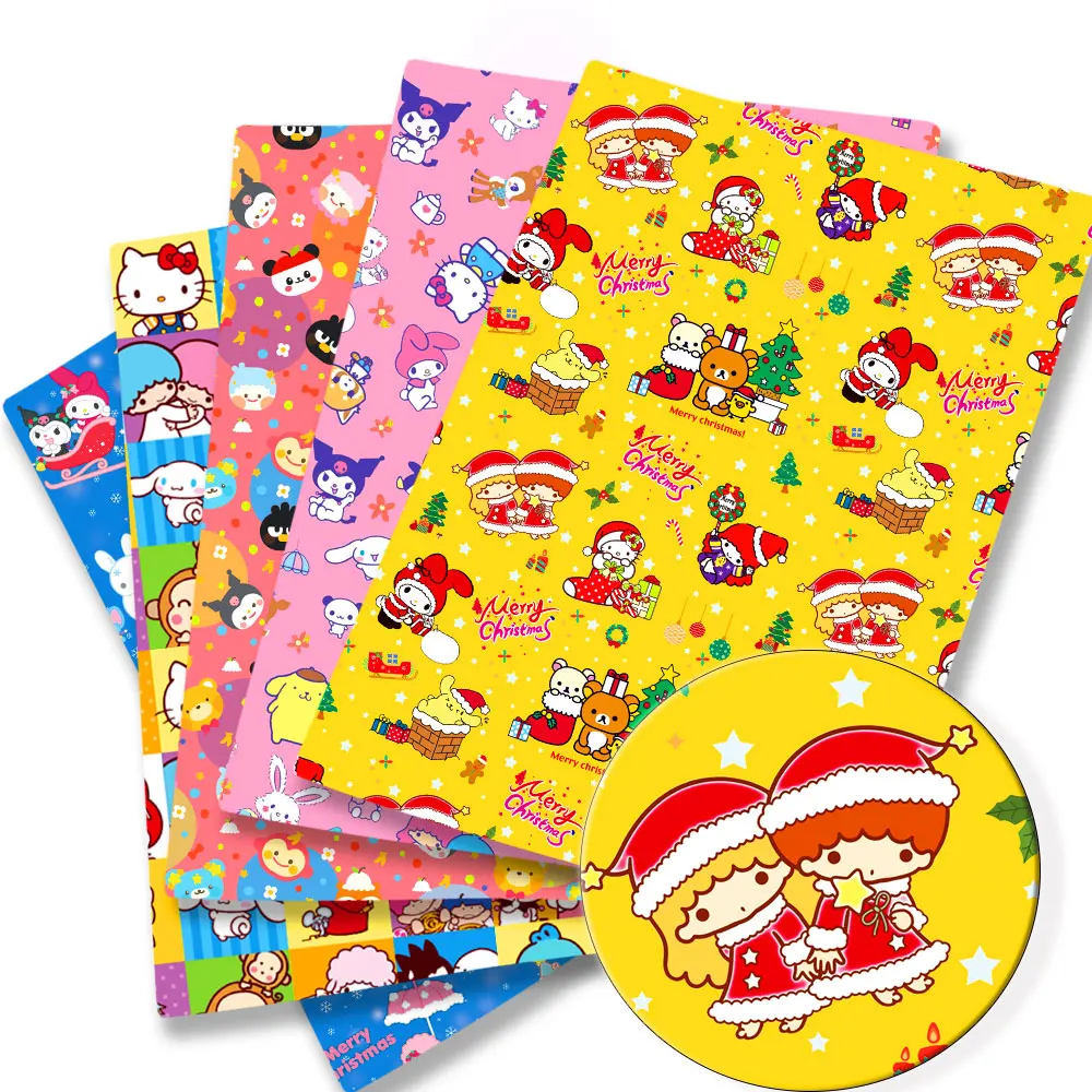 Hello Kitty Christmas Sanrio Cartoon Cotton Fabric Patchwork Tissue Kid Home Textile Cucito Doll Dress Curtain Cotton Fabric
