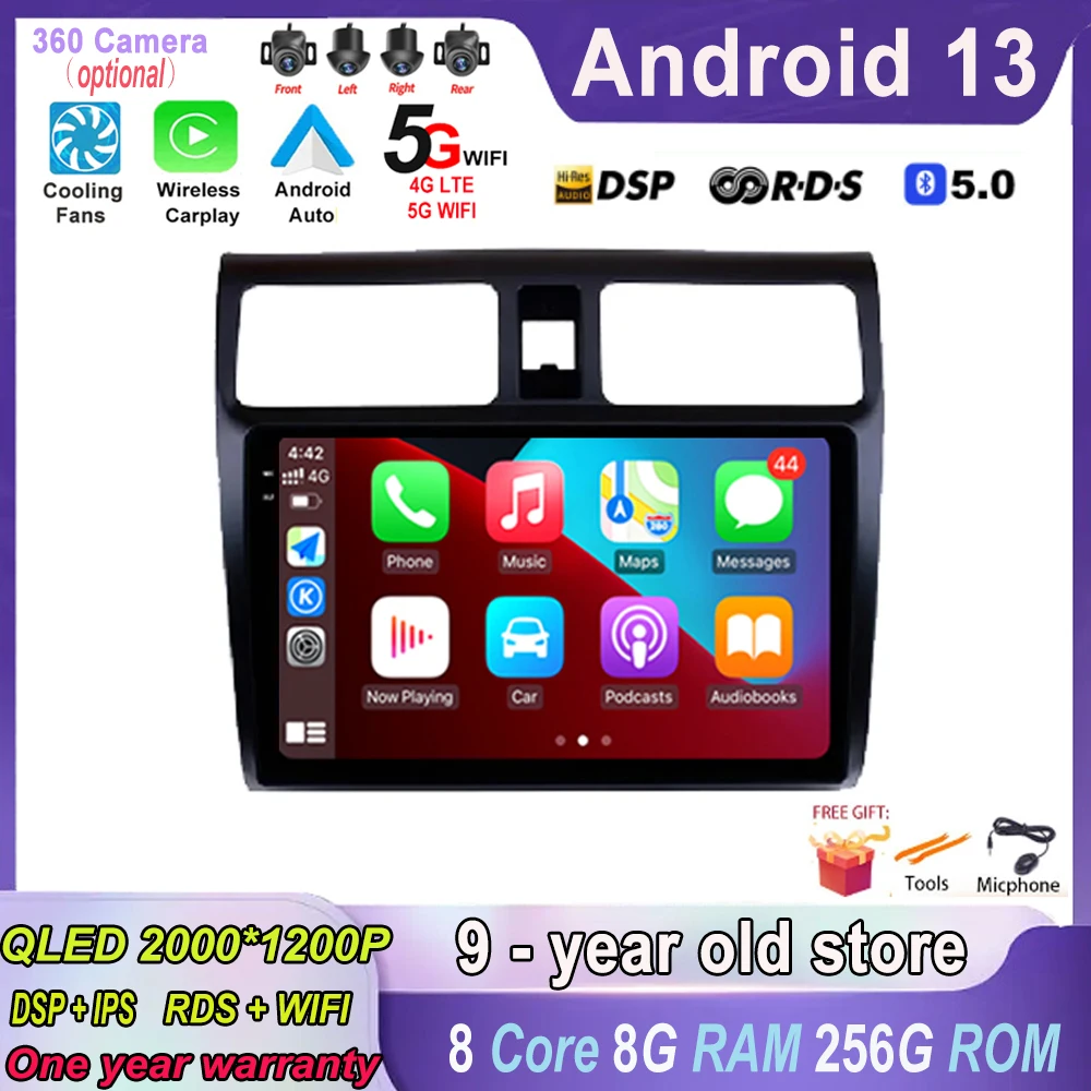 Android 13 Autoradio Per Suzuki Swift 2003 - 2010 Lettore Multimediale Carplay Stereo Gps Navigation Head Unit Autoradio