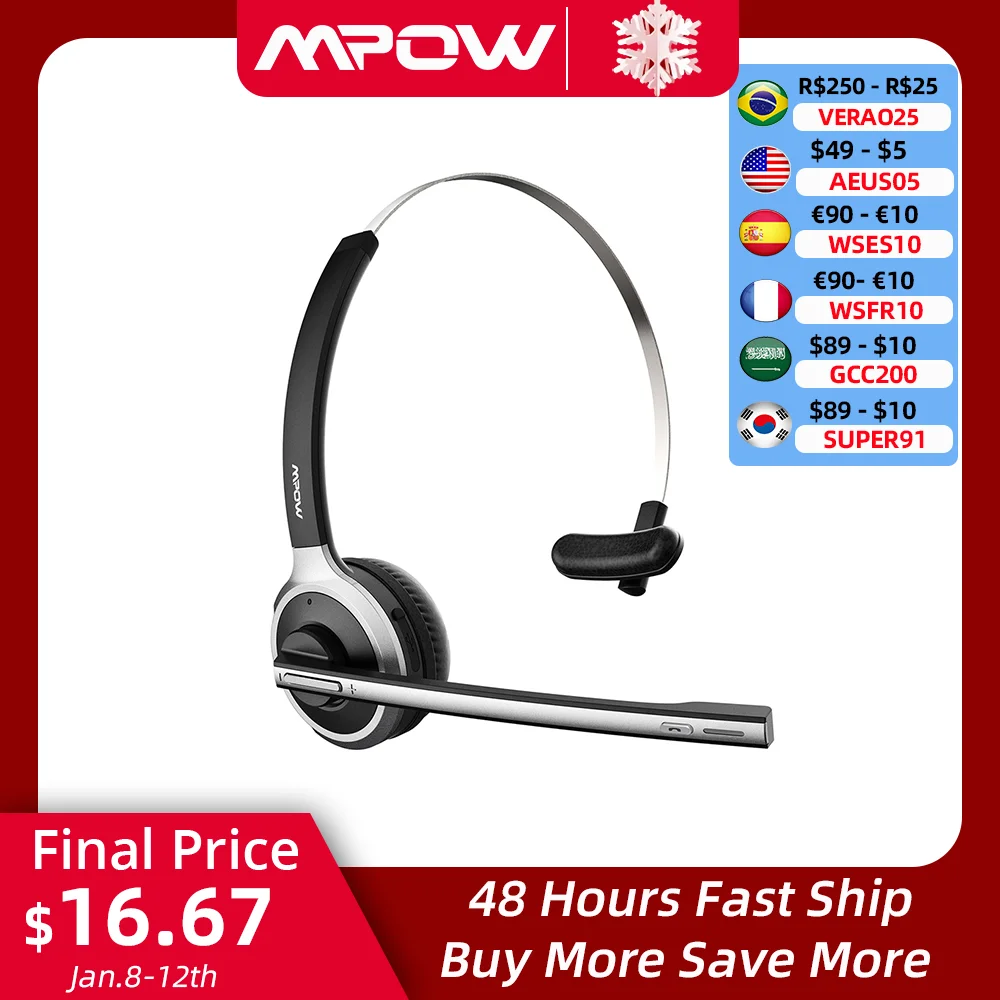 1/2Pcs Mpow M5 Cuffie Wireless Cuffie Bluetooth Con Microfono Cuffie Per Computer Con Cancellazione Del Rumore Per Pc Laptop Truck Driver Call