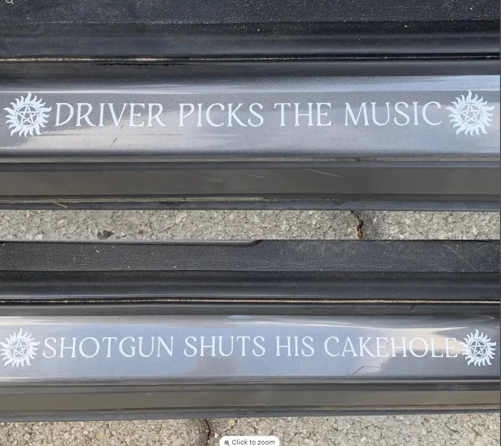 Driver Picks The Music Shotgun His Cakehole Car Sticker Decalcomanie Per Camion Supernatural The Chesterers Vinyl Decor