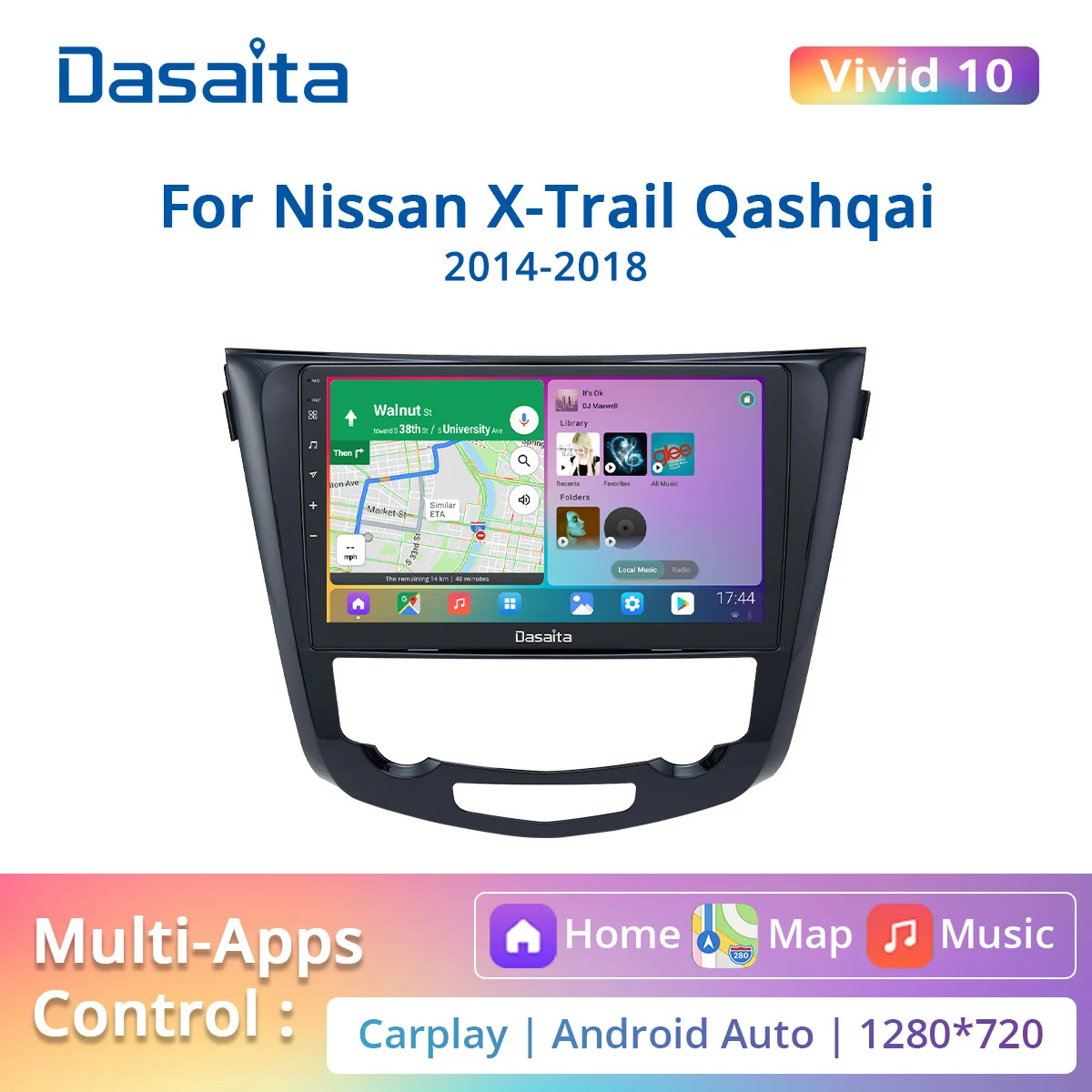 Dasaita Per Nissan X-Proof T32 Qashqai J11 Android 2014 2015 2016 2017 2018 2019 Autoradio Carplay Navigazione Gps Automatica