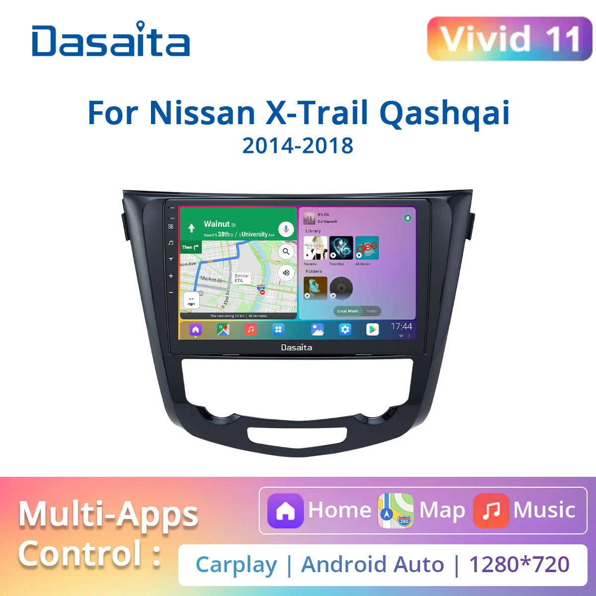 Dasaita Per Nissan X-Proof T32 Qashqai J11 Android 2014 2015 2016 2017 2018 2019 Autoradio Carplay Navigazione Gps Automatica