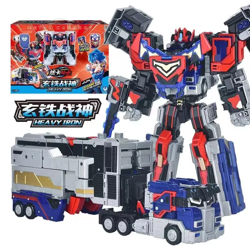 Metal Cardbot Heavy Iron Trailer Cargo Truck Trasformare Robot Car Card Toy Action Figure Abs 30Cm Transformation Model Gift