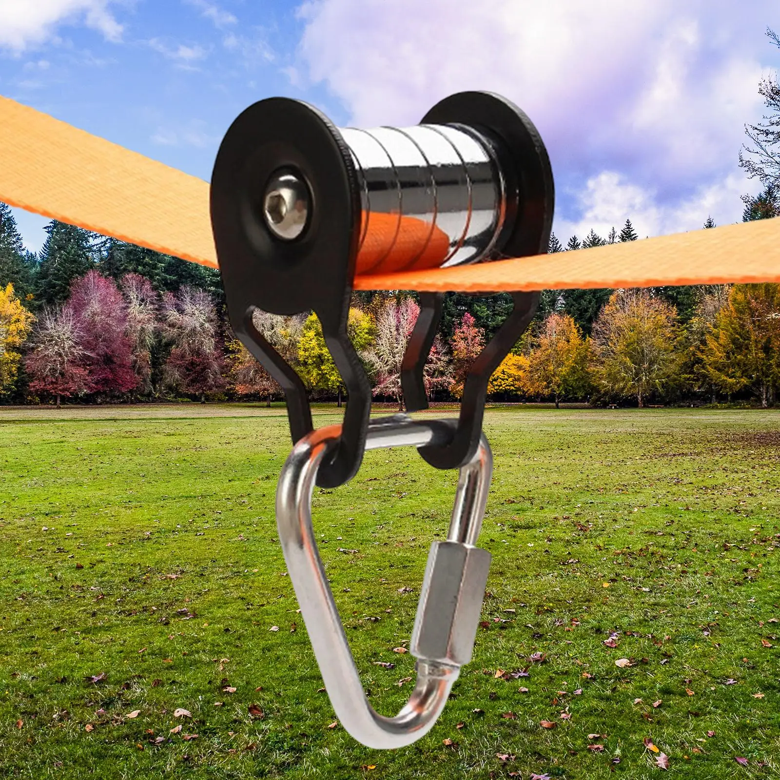 Puleggia Slackline Zipline Metallo Carico Massimo 110Lb/50Kg Per Trainer Parco Giochi Ragazzi Ragazze