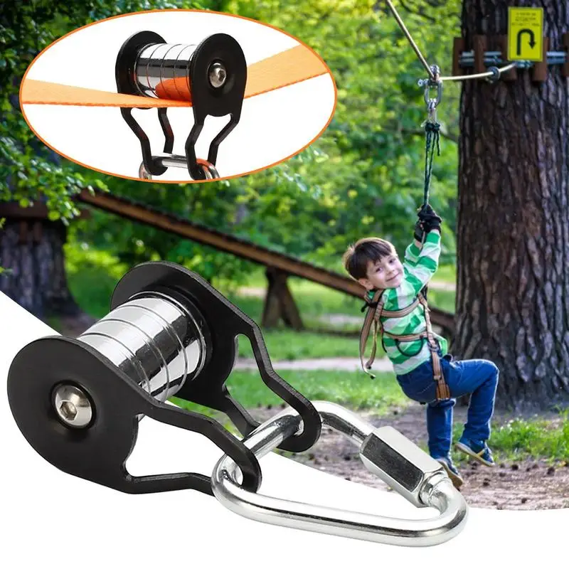 Puleggia Per Slackline Ninja Slider Con Moschettone Per Slackline Scorrevole Per Zipline Da Cortile Per Bambini