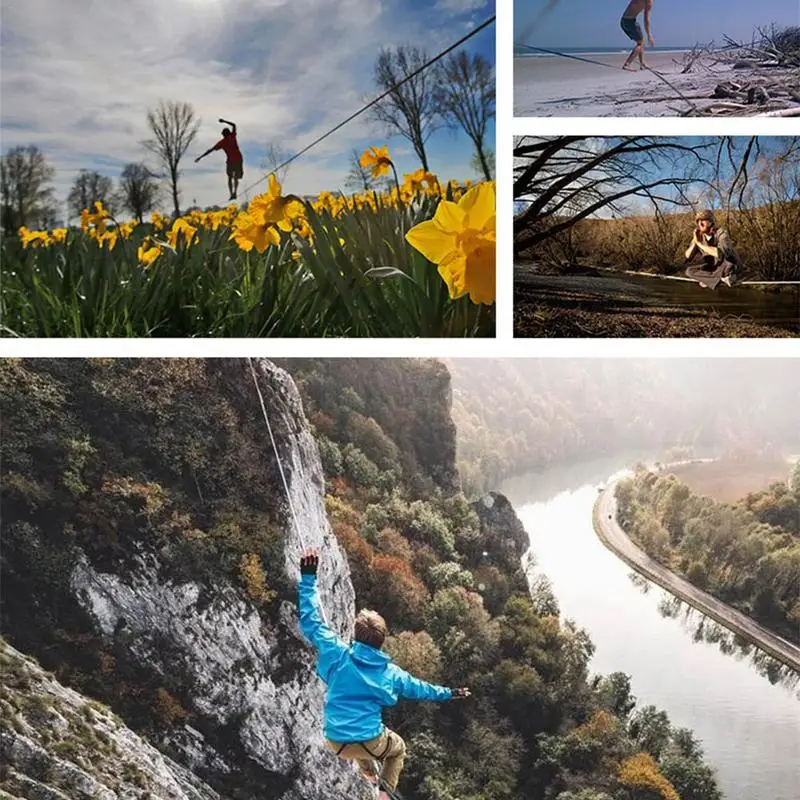 Outdoor Extreme Sports Slackline Corda Stretta Resistente All'Usura Slackline Sicuro Set Da Gioco Avventuroso Nel Cortile Per Migliorare L'Equilibrio