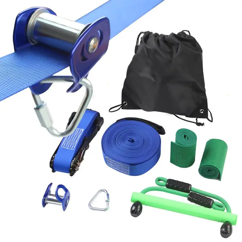 Kit Zipline Kit Puleggia Zipline Cursore Abs Resistente All'Usura Kit Slackline Sicuro Set Da Gioco Avventuroso Nel Cortile Per La Costruzione