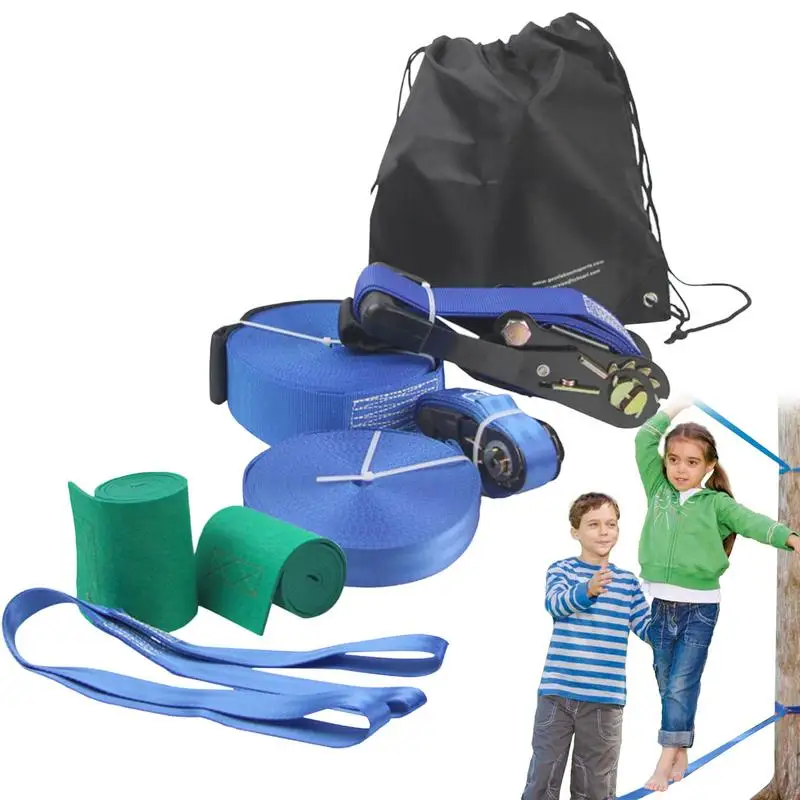Kids Slackline Kit Kids Backyard Slack Line Equipment Linea Di Allenamento Per Bambini Con Protezioni Per Alberi E Arm Trainer Backyard Fun