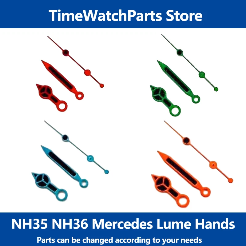 Mercedes Lancette Dell'Orologio Per Nh35 Nh36 4R 7S Movimento Seiko Nero Rosso Orologio Ago Puntatore Orologio Blu Quadrante Lancette Seiko Dive Watch