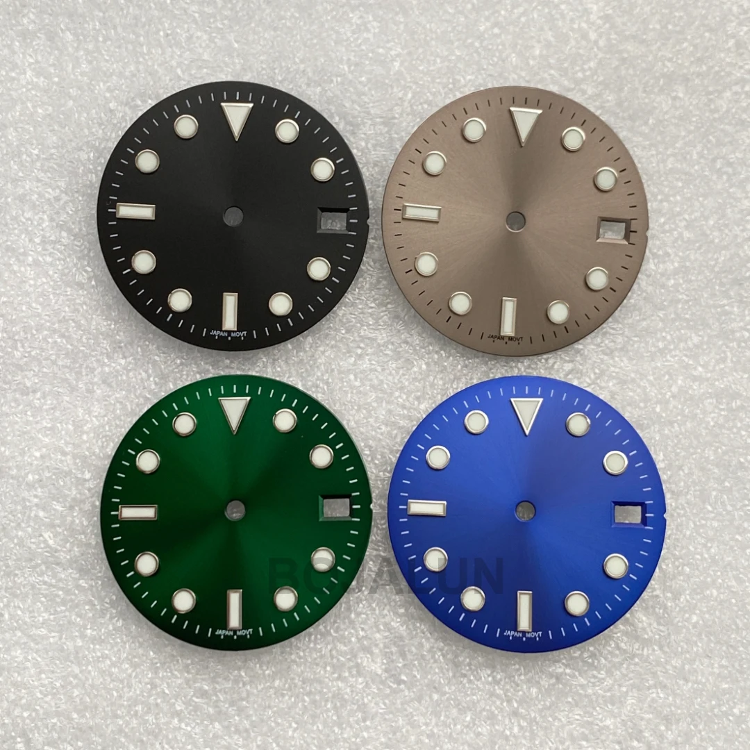 Quadrante Da 28.5Mm Green Water Ghost Rimontato Sunburst Raccordo Letterale Seiko Nh35/36 Movimento Super Luminoso