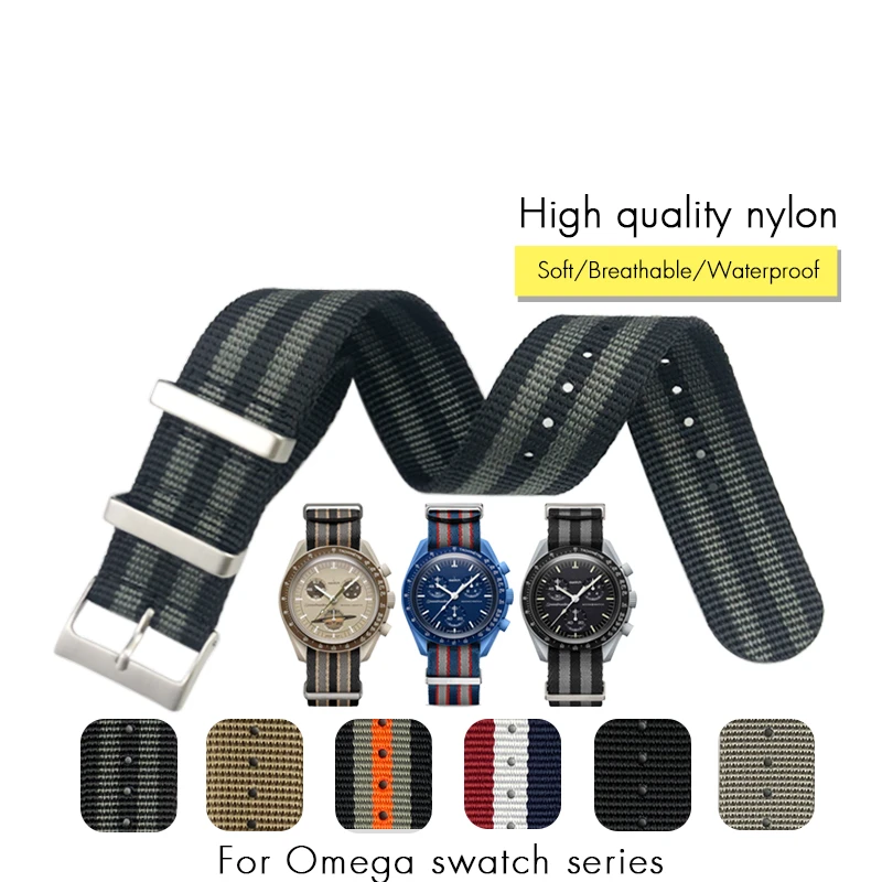 Cinturino In Tela Di Nylon Da 20Mm 22Mm Adatto Per Omega Seamaster 300 Speedmaster Moon 007 Cinturino In Tessuto Seiko Iwc Casio Rolex