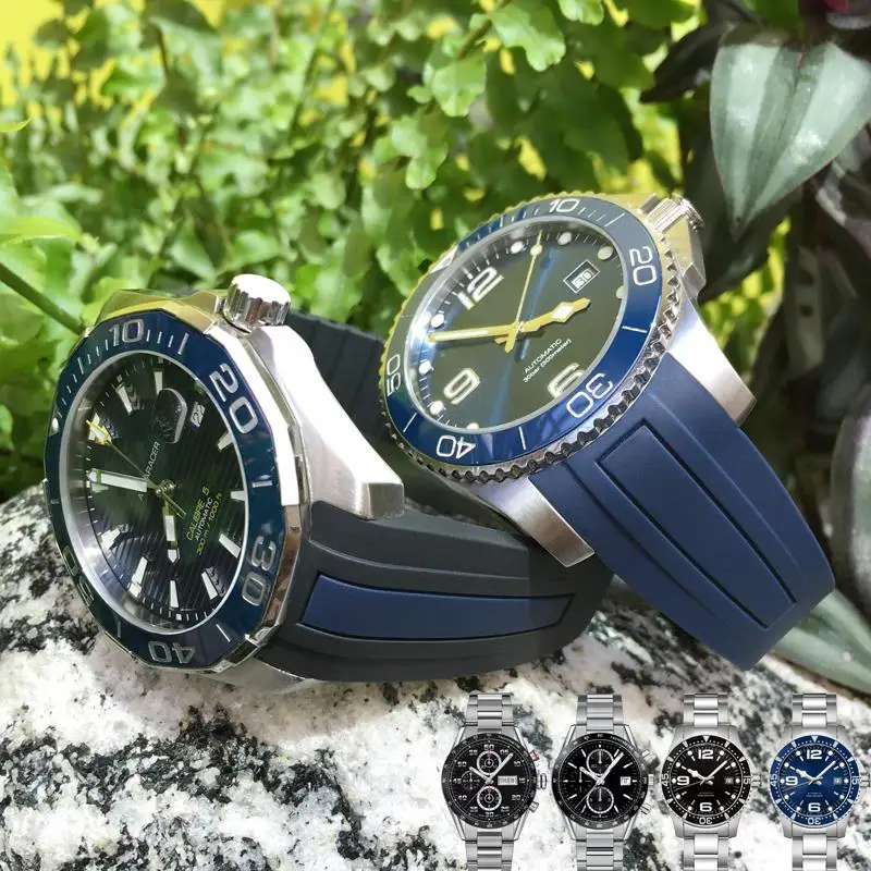 Pcavo 19Mm 20Mm 21Mm 22Mm Cinturino In Gomma Siliconica 21Mm Per Longines Master Conquest Omega Seamaster 300 Tag Heuer Seiko
