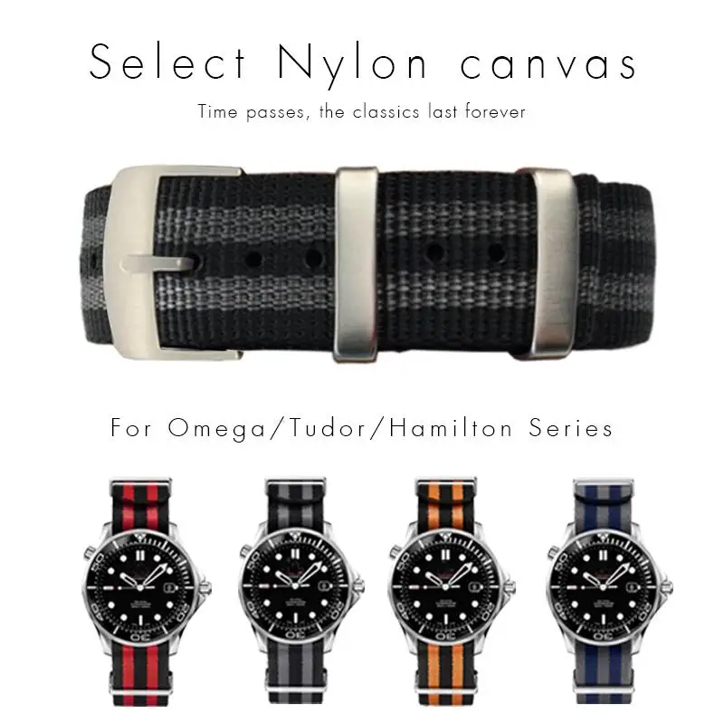 Pcavo 19Mm 20Mm 21Mm 22Mm Cinturino In Tela Di Nylon Adatto Per Omega Seamaster 300 007 Aqua Terra 150 Cinturino Per Orologio Seiko Tissot Rolex