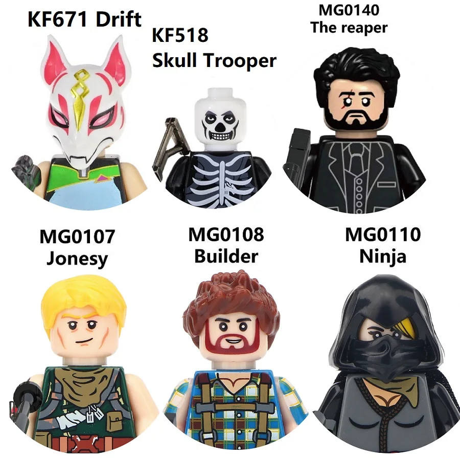 8 Pezzi Set Nuovo Fortnite Drift Skull Trooper Ninja Building Blocks Mini Action Figure Toys