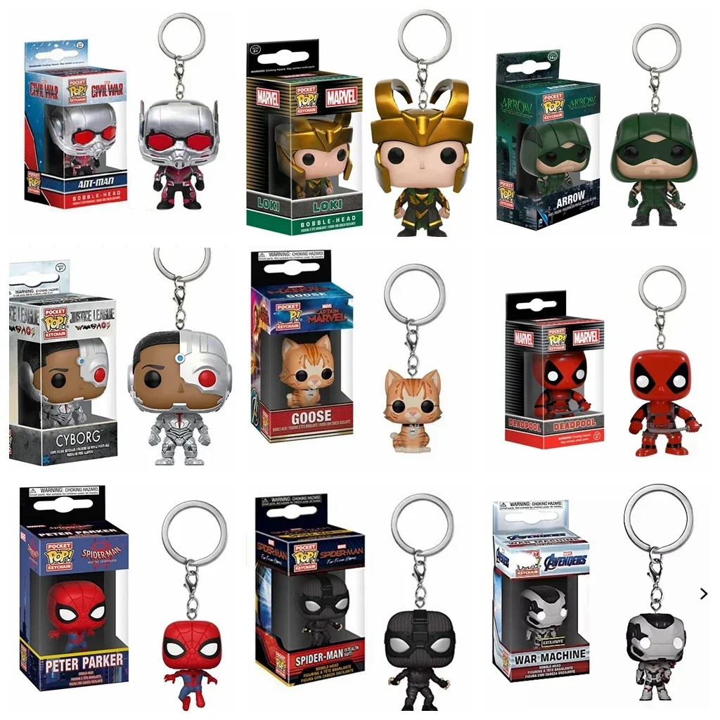 Funko Pop Captain America Inro Man Deadpool Spider Man Thanos Thor Portachiavi Giocattoli Bambola In Vinile Giocattolo Da Collezione Figura Regalo Per