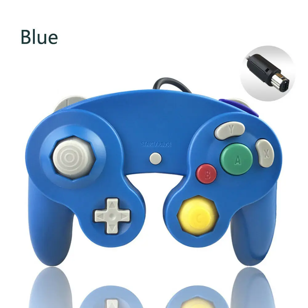 Blue Wired Gamecube Gc Shock Controller Pad Per Console Per Videogiochi Gamecube Ngc