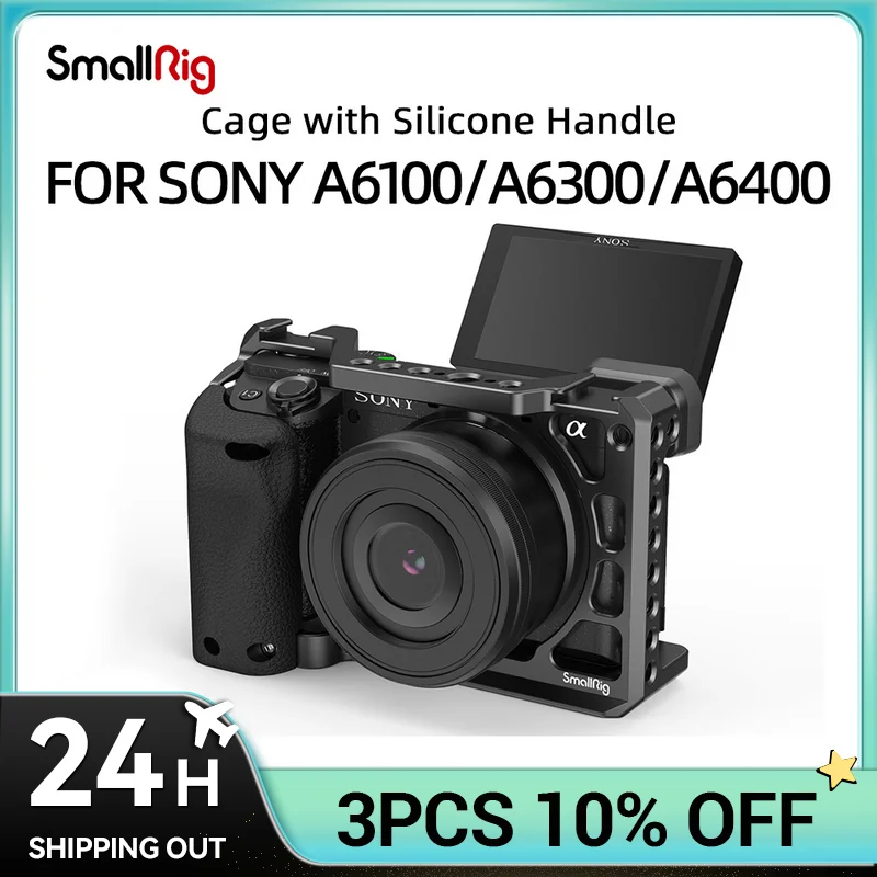 Smallrig Dslr Camera Cage Rig Per Sony A6400 Con Impugnatura In Silicone E Scarpa Fredda Per Sony A6100/A6300/A6400 Camera3164