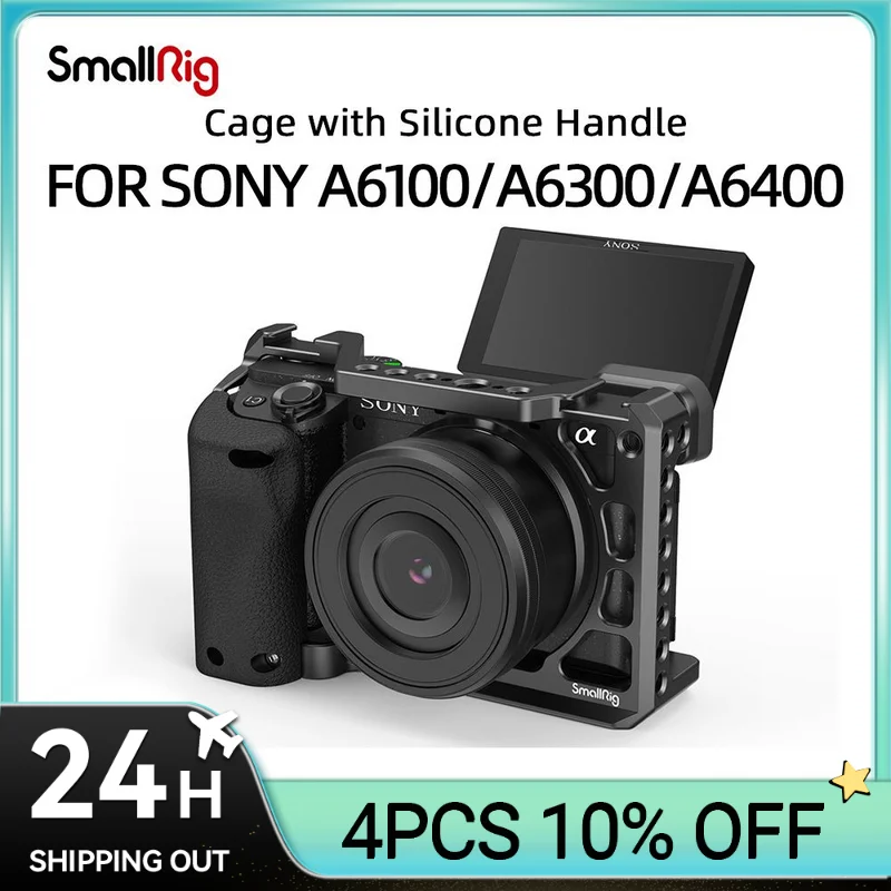 Smallrig Dslr Camera Cage Rig Per Sony A6400 Con Impugnatura In Silicone E Scarpa Fredda Per Fotocamera Sony A6100/A6300/A6400 3164