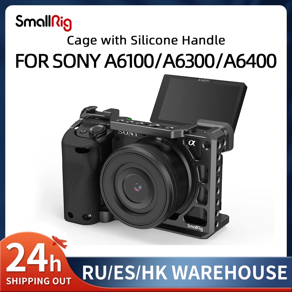 Smallrig Dslr Sony A6400 Camera Cage Rig Con Impugnatura In Silicone E Scarpa Fredda Amp Per Fotocamera Sony A6100/A6300/A6400 3164