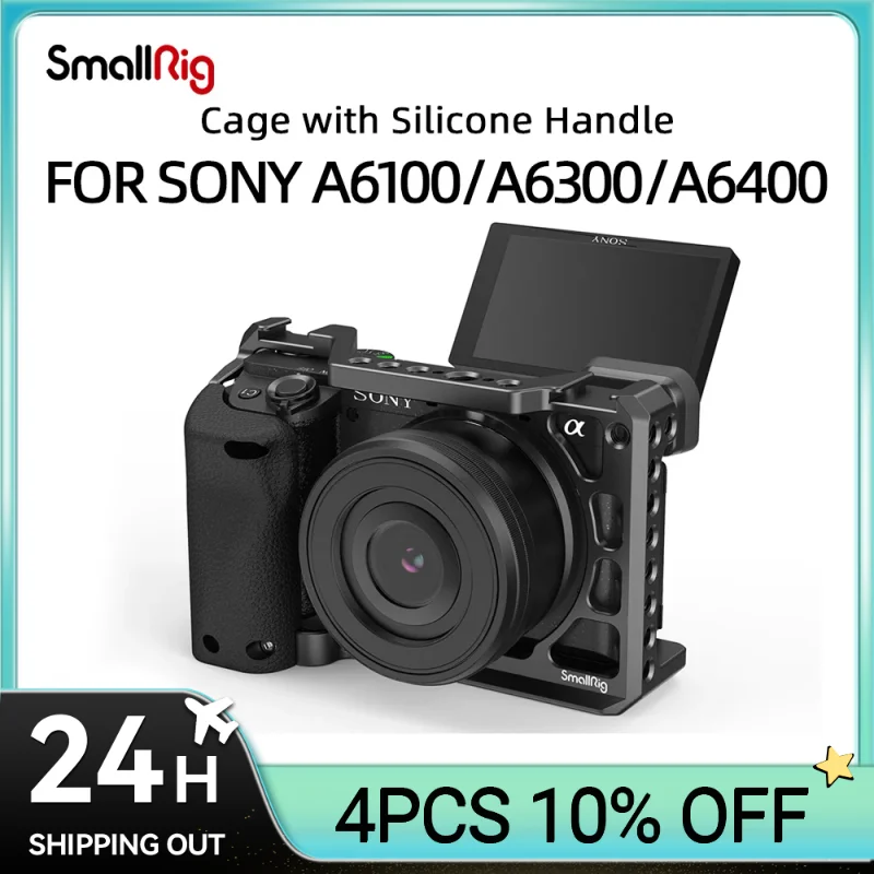 Smallrig Dslr Camera Cage Rig Per Sony A6400 Con Impugnatura In Silicone E Scarpa Fredda Per Fotocamera Sony A6100/A6300/A6400 3164