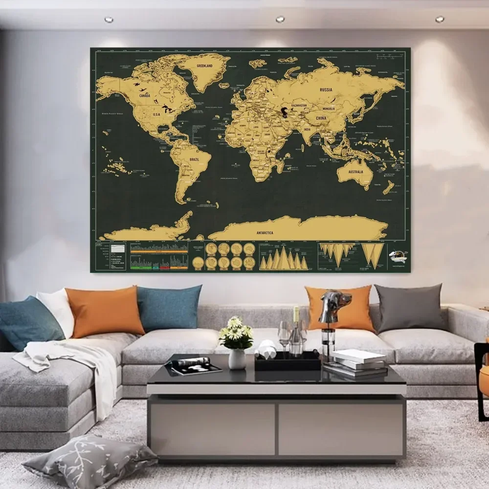 Grandi Mappe Del Mondo Gratta E Vinci-World Scratch Maps Perfetto Tracker Da Viaggio E Poster Per La Decorazione Della Stanza Per Gli Amanti Dell'Avve